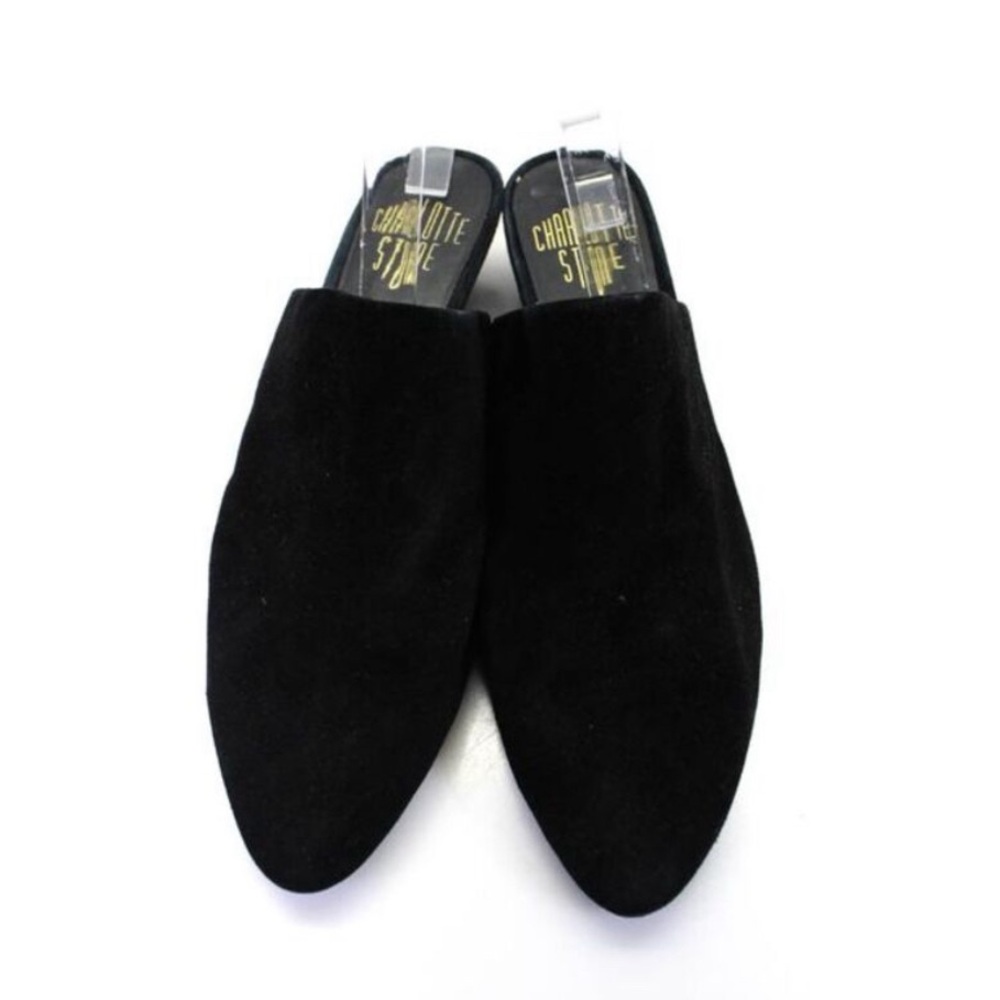 Charlotte Stone Womens Suede Round Toe Slip-On Cone Heels Mules Black Size 8.5